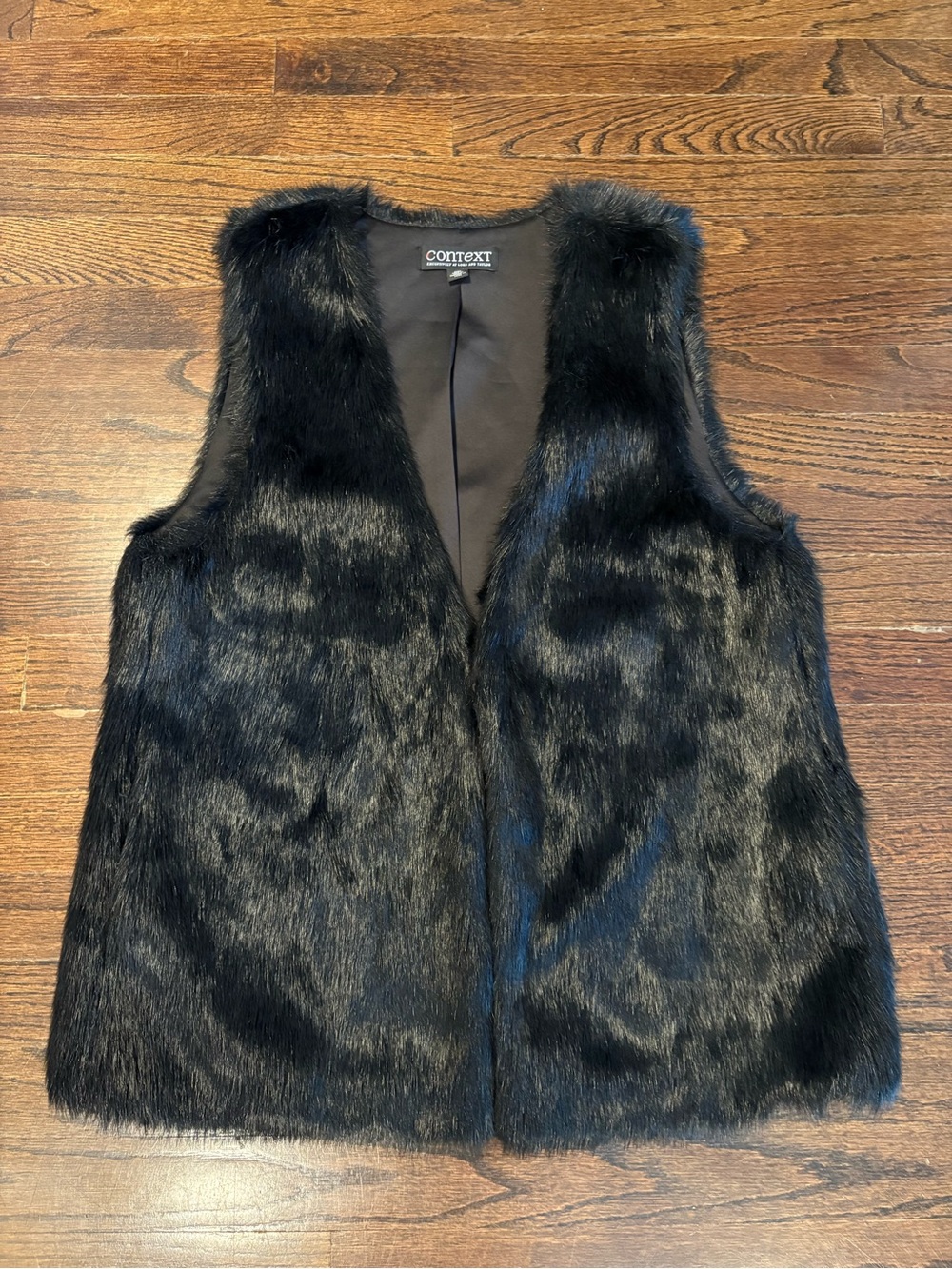 Context Black Faux Fur Trim Vest
